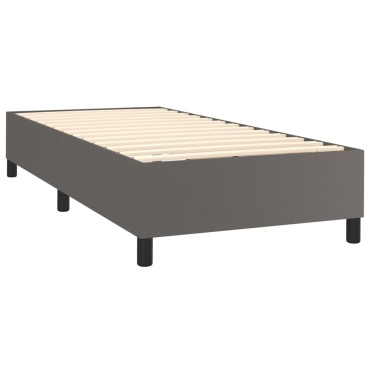 vidaXL Πλαίσιο Κρεβατιού Boxspring Γκρι 90x200cm Συνθετικό Δέρμα 1 τεμ. - Μονό