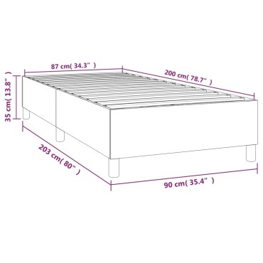 vidaXL Πλαίσιο Κρεβατιού Boxspring Γκρι 90x200cm Συνθετικό Δέρμα 1 τεμ. - Μονό