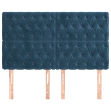 vidaXL Κεφαλάρια Κρεβατιού 4 τεμ. Σκ. Μπλε 72x7x78/88cm Βελούδινο