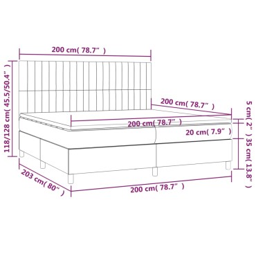 vidaXL Κρεβάτι Boxspring με Στρώμα Σκούρο Γκρι 200x200 εκ. Βελούδινο