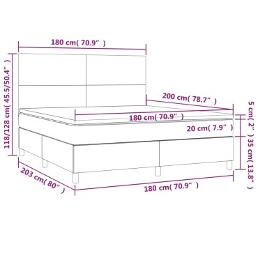 vidaXL Κρεβάτι Boxspring με Στρώμα Μαύρο 180x200εκ.από Συνθετικό Δέρμα