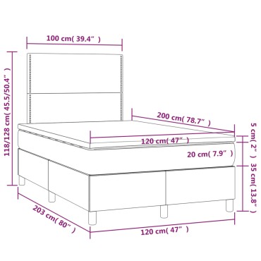 vidaXL Κρεβάτι Boxspring με Στρώμα Καπουτσίνο 120x200cm από Συνθ.Δέρμα 1 τεμ. - Μονό