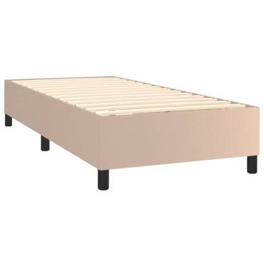 vidaXL Κρεβάτι Boxspring με Στρώμα Καπουτσίνο 100x200cm από Συνθ.Δέρμα 1 τεμ. - Μονό