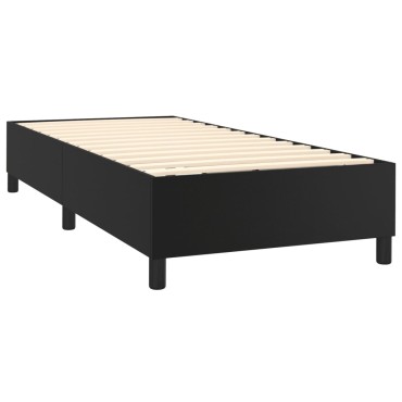 vidaXL Κρεβάτι Boxspring με Στρώμα Μαύρο 80 x 200 εκ. Συνθετικό Δέρμα