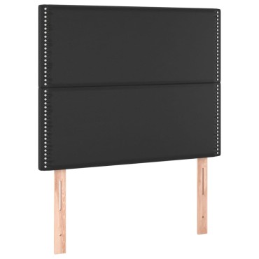 vidaXL Κρεβάτι Boxspring με Στρώμα Μαύρο 80 x 200 εκ. Συνθετικό Δέρμα
