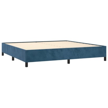 vidaXL Κρεβάτι Boxspring με Στρώμα Σκούρο Μπλε 200x200 εκ. Βελούδινο