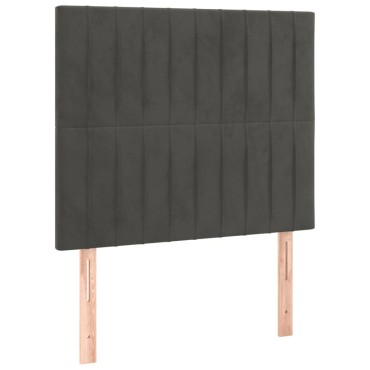 vidaXL Κρεβάτι Boxspring με Στρώμα Σκούρο Γκρι 100x200 εκ. Βελούδινο