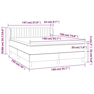 vidaXL Κρεβάτι Boxspring με Στρώμα Ροζ 140x190 εκ. Βελούδινο