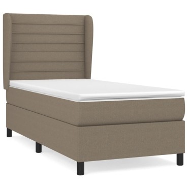 vidaXL Κρεβάτι Boxspring με Στρώμα Taupe 90x190 εκ.Υφασμάτινο