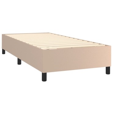 vidaXL Κρεβάτι Boxspring με Στρώμα Καπουτσίνο 100x200cm από Συνθ.Δέρμα 1 τεμ. - Μονό