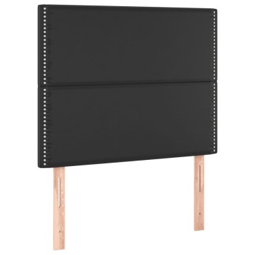 vidaXL Κρεβάτι Boxspring με Στρώμα Μαύρο 90x190εκ. από Συνθετικό Δέρμα