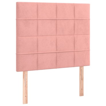 vidaXL Κρεβάτι Boxspring με Στρώμα Ροζ 100x200cm Βελούδινο 1 τεμ. - Μονό