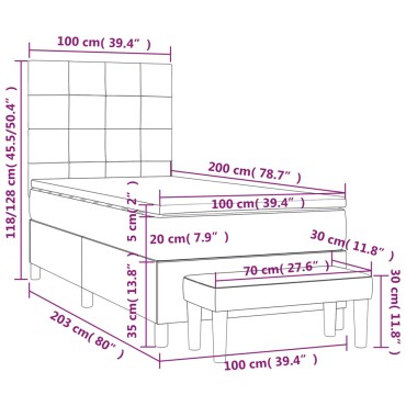 vidaXL Κρεβάτι Boxspring με Στρώμα Ροζ 100x200cm Βελούδινο 1 τεμ. - Μονό