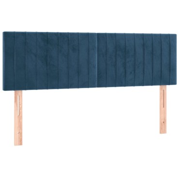 vidaXL Κρεβάτι Boxspring με Στρώμα Σκούρο Μπλε 140x190 εκ. Βελούδινο