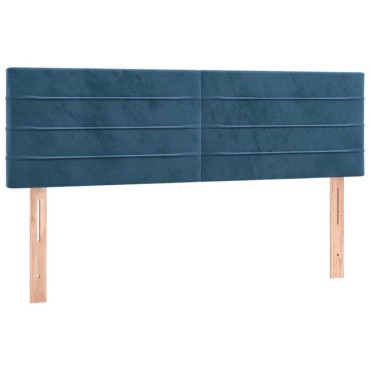 vidaXL Κρεβάτι Boxspring με Στρώμα Σκούρο Μπλε 140x190 εκ. Βελούδινο