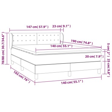 vidaXL Κρεβάτι Boxspring με Στρώμα Σκούρο Μπλε 140x190 εκ. Βελούδινο