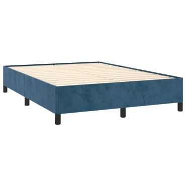 vidaXL Κρεβάτι Boxspring με Στρώμα Σκούρο Μπλε 140x200 εκ. Βελούδινο