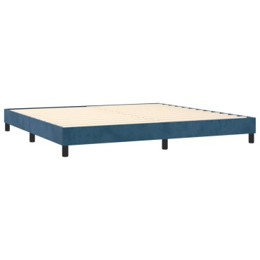 vidaXL Κρεβάτι Boxspring με Στρώμα Σκούρο Μπλε 200x200 εκ. Βελούδινο