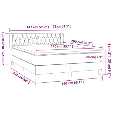vidaXL Κρεβάτι Boxspring με Στρώμα Σκούρο Πράσινο 140x200εκ. Βελούδινο