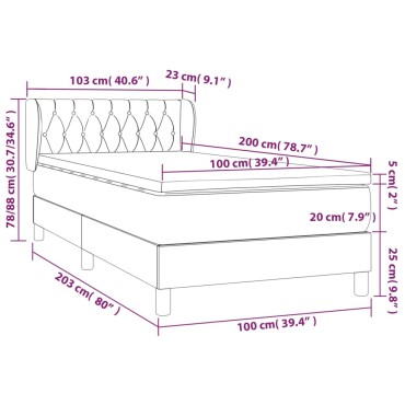 vidaXL Κρεβάτι Boxspring με Στρώμα Σκούρο Πράσινο 100x200εκ. Βελούδινο