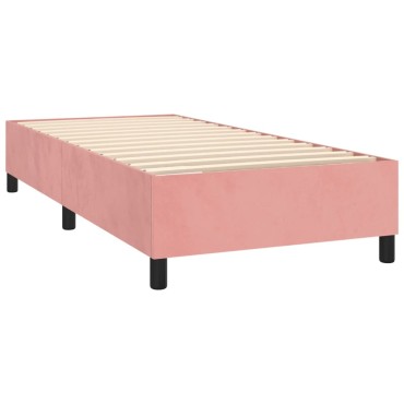 vidaXL Κρεβάτι Boxspring με Στρώμα Ροζ 100x200cm Βελούδινο 1 τεμ. - Μονό