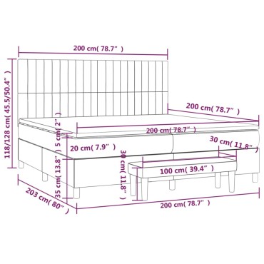 vidaXL Κρεβάτι Boxspring με Στρώμα Σκούρο Γκρι 200x200 εκ. Βελούδινο