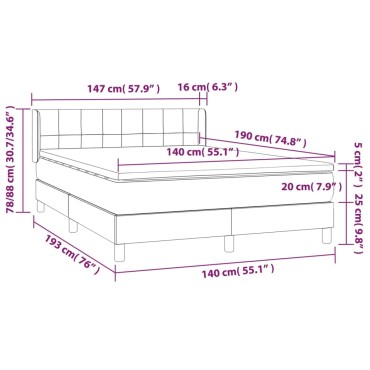 vidaXL Κρεβάτι Boxspring με Στρώμα Σκούρο Μπλε 140x190 εκ. Βελούδινο