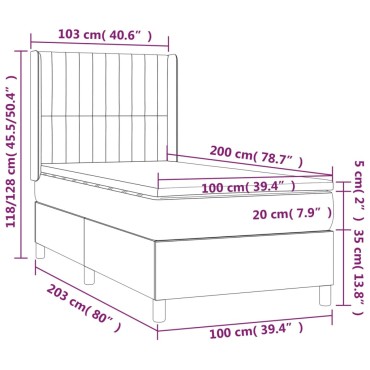 vidaXL Κρεβάτι Boxspring με Στρώμα Σκούρο Μπλε 100x200 εκ. Βελούδινο