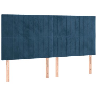 vidaXL Κρεβάτι Boxspring με Στρώμα Σκούρο Μπλε 200x200 εκ. Βελούδινο