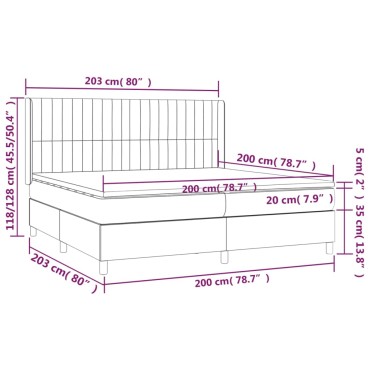 vidaXL Κρεβάτι Boxspring με Στρώμα Σκούρο Μπλε 200x200 εκ. Βελούδινο