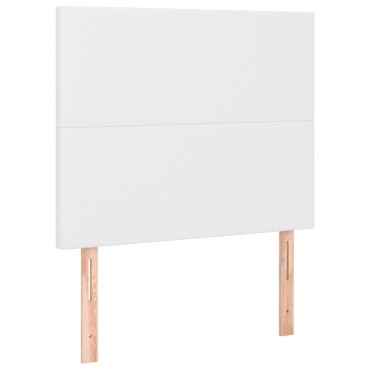 vidaXL Κρεβάτι Boxspring με Στρώμα Λευκό 90x190cm από Συνθετικό Δέρμα 1 τεμ. - Μονό