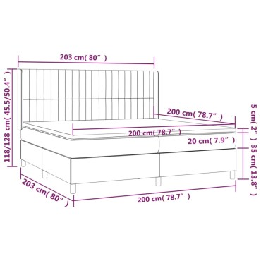 vidaXL Κρεβάτι Boxspring με Στρώμα Σκούρο Γκρι 200x200 εκ. Βελούδινο