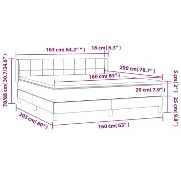 vidaXL Κρεβάτι Boxspring με Στρώμα Σκούρο Πράσινο 160x200εκ. Βελούδινο