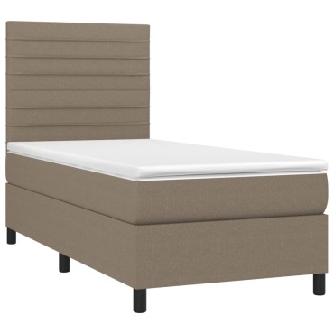 vidaXL Κρεβάτι Boxspring με Στρώμα Taupe 90x190 εκ.Υφασμάτινο