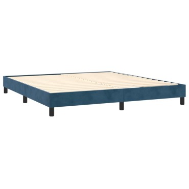 vidaXL Κρεβάτι Boxspring με Στρώμα Σκούρο Μπλε 160x200 εκ. Βελούδινο