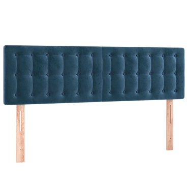 vidaXL Κρεβάτι Boxspring με Στρώμα Σκούρο Μπλε 140x190 εκ. Βελούδινο
