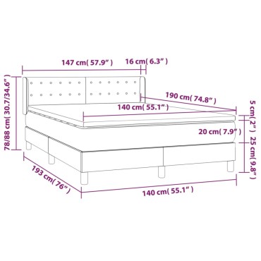 vidaXL Κρεβάτι Boxspring με Στρώμα Σκούρο Μπλε 140x190 εκ. Βελούδινο