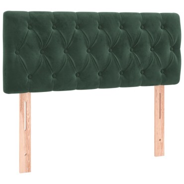 vidaXL Κρεβάτι Boxspring με Στρώμα Σκούρο Πράσινο 100x200εκ. Βελούδινο