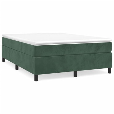 vidaXL Κρεβάτι Boxspring με Στρώμα Σκούρο Πράσινο 140x200εκ. Βελούδινο