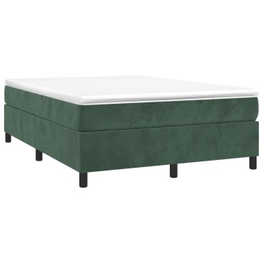 vidaXL Κρεβάτι Boxspring με Στρώμα Σκούρο Πράσινο 140x200εκ. Βελούδινο