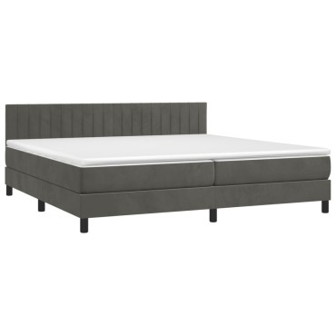 vidaXL Κρεβάτι Boxspring με Στρώμα Σκούρο Γκρι 200x200 εκ. Βελούδινο