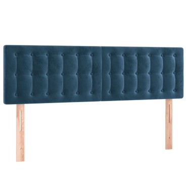 vidaXL Κρεβάτι Boxspring με Στρώμα Σκούρο Μπλε 140x190 εκ. Βελούδινο