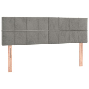 vidaXL Κρεβάτι Boxspring με Στρώμα&LED Αν. Γκρι 140x190 εκ. Βελούδινο