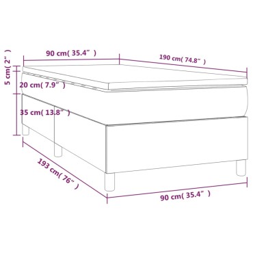 vidaXL Κρεβάτι Boxspring με Στρώμα Λευκό 90x190cm από Συνθετικό Δέρμα 1 τεμ. - Μονό