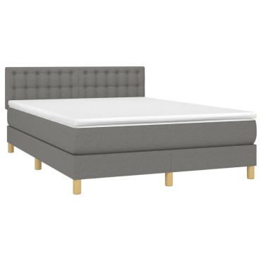 vidaXL Κρεβάτι Boxspring με Στρώμα Σκούρο Γκρι 140x190 εκ. Υφασμάτινο