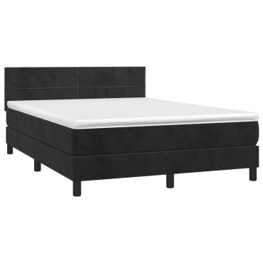 vidaXL Κρεβάτι Boxspring με Στρώμα Μαύρο 140x200 εκ. Βελούδινο