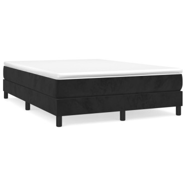 vidaXL Κρεβάτι Boxspring με Στρώμα Μαύρο 140x200cm Βελούδινο 1 τεμ. - Διπλό