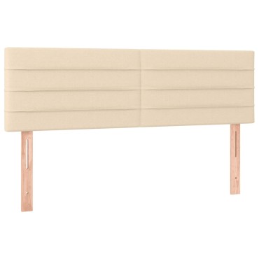 vidaXL Κρεβάτι Boxspring με Στρώμα & LED Κρεμ 140x190 εκ. Υφασμάτινο