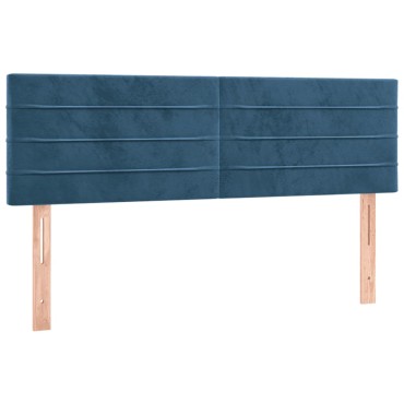 vidaXL Κρεβάτι Boxspring με Στρώμα Σκούρο Μπλε 140x190 εκ. Βελούδινο