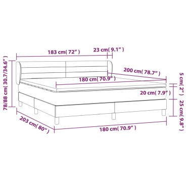vidaXL Κρεβάτι Boxspring με Στρώμα Taupe 180x200 εκ. Υφασμάτινο